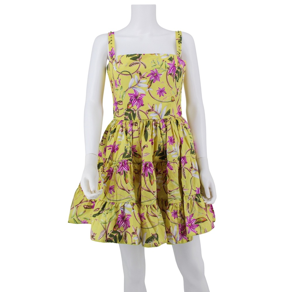 Agua by Agua Bendita Grosella Monarca Az Yellow Floral Mini Dress Large NWT